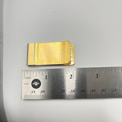 Vintage Brushed Gold Tone Slim Metal Money Clip Modernist Minimalist Accessory - Thumbnail 10