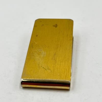 Vintage Brushed Gold Tone Slim Metal Money Clip Modernist Minimalist Accessory - Thumbnail 2