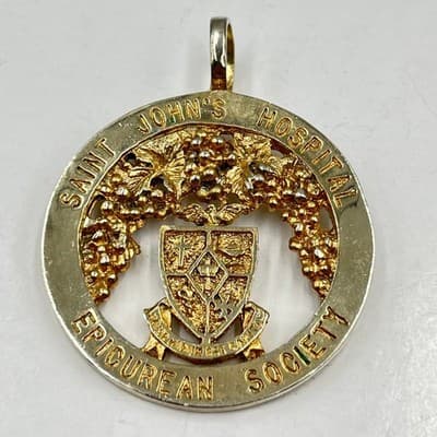 Saint John's Hospital Epicurean Society Vintage Gold Tone Pendant William W Lee