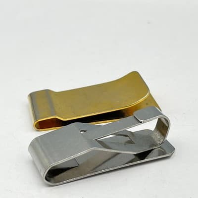Vintage Brushed Gold Tone Slim Metal Money Clip Modernist Minimalist Accessory - Thumbnail 8