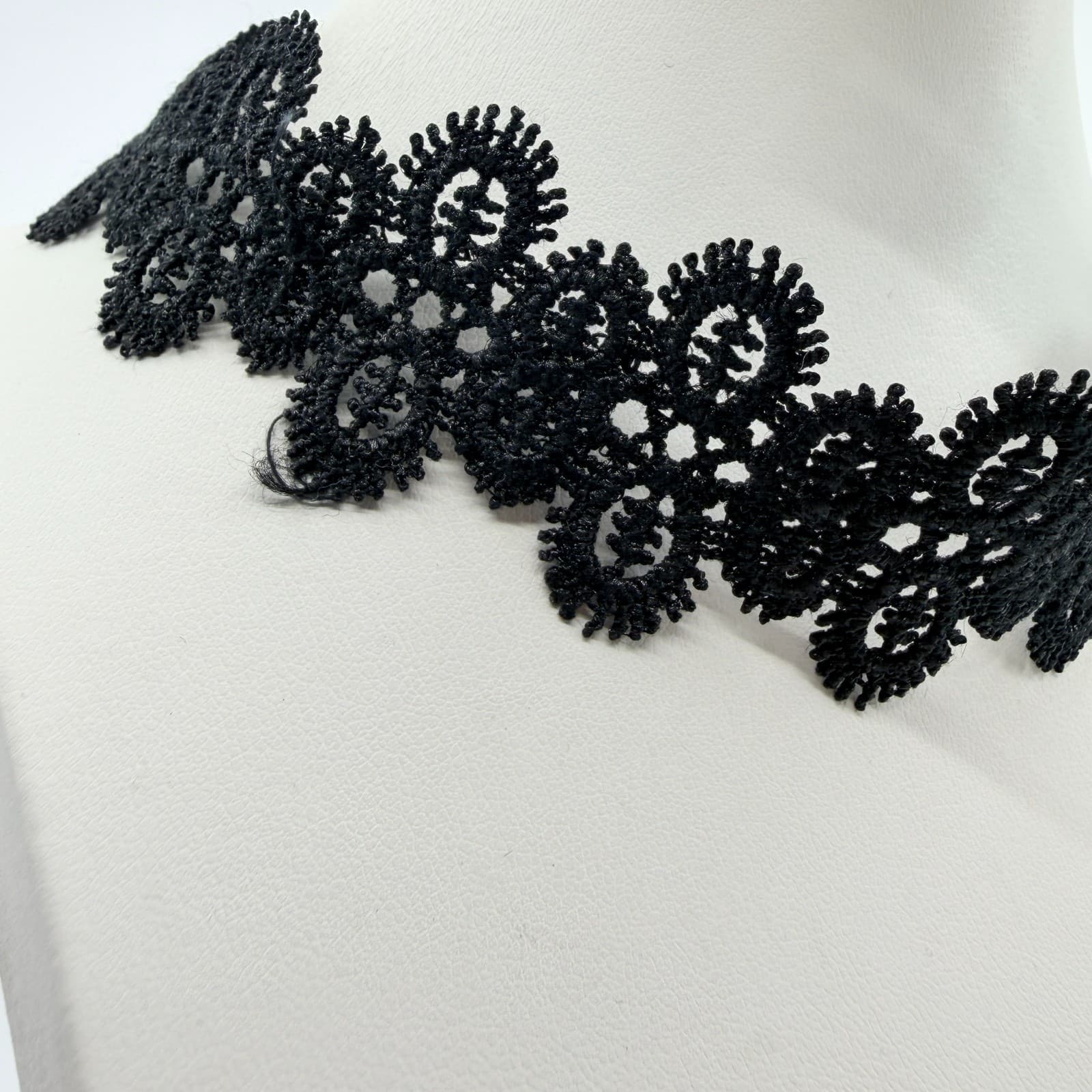 Vintage Black Lace Crochet Choker Necklace Set 2pc Floral Gothic Boho Retro Y2K - Thumbnail 4