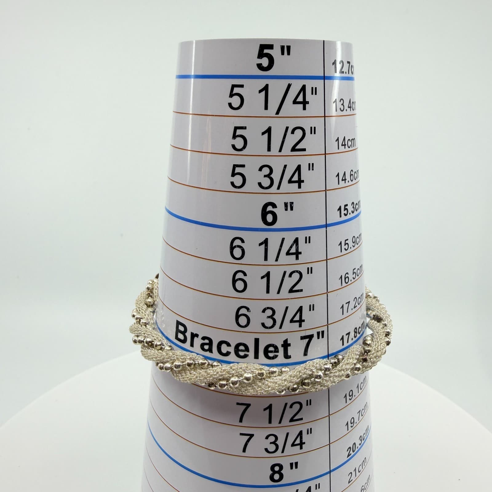 Vintage Silver Tone Mesh Twist Bangle Bracelet Beaded Ball Caviar Statement Y2K - Thumbnail 7