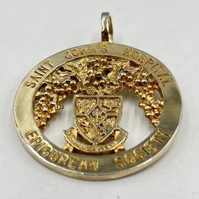 Saint John's Hospital Epicurean Society Vintage Gold Tone Pendant William W Lee - Thumbnail 2