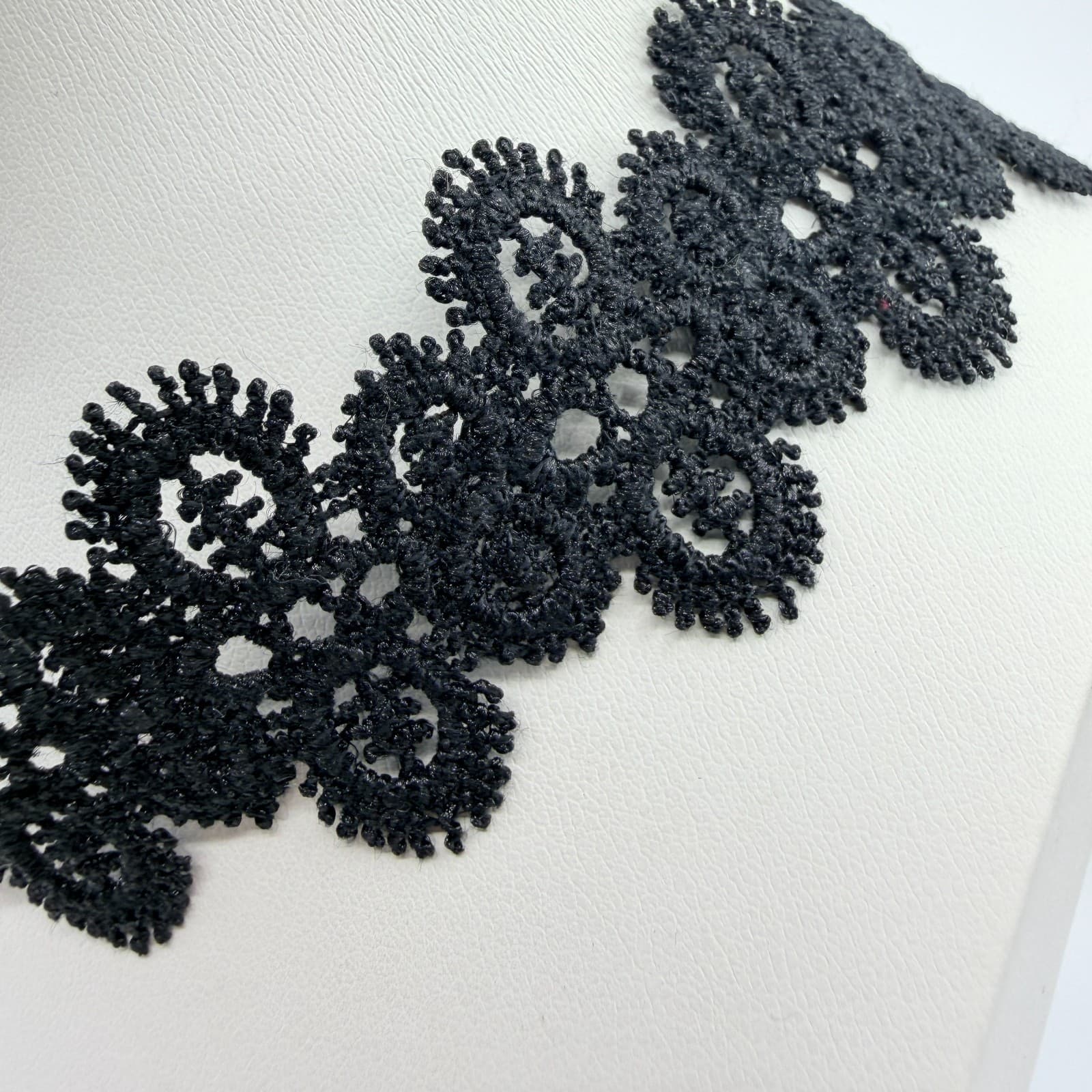Vintage Black Lace Crochet Choker Necklace Set 2pc Floral Gothic Boho Retro Y2K - Thumbnail 6