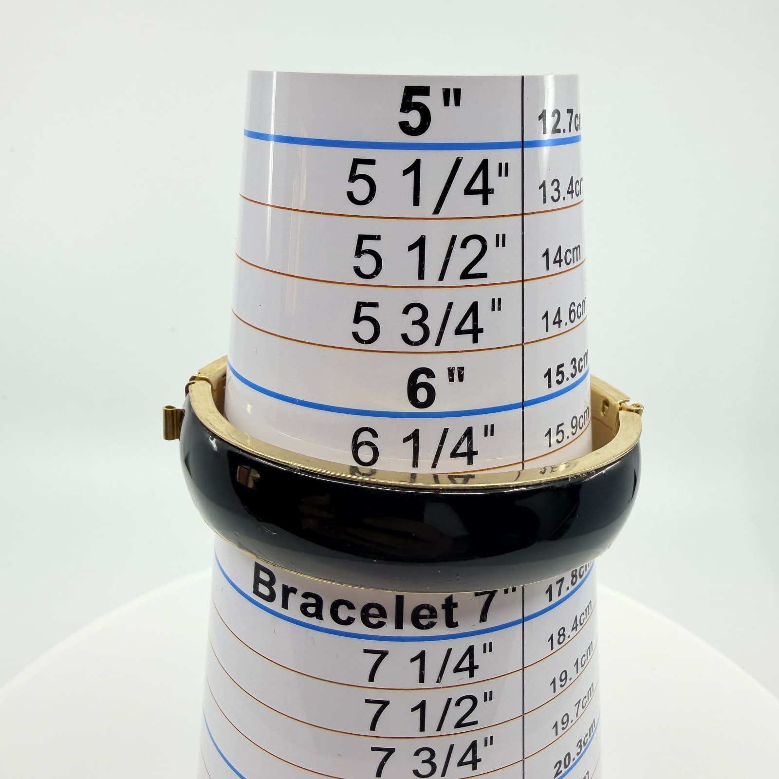 Vintage Gold Tone Black Enamel Hinged Bangle Bracelet Chunky Statement Retro 90s - Thumbnail 7
