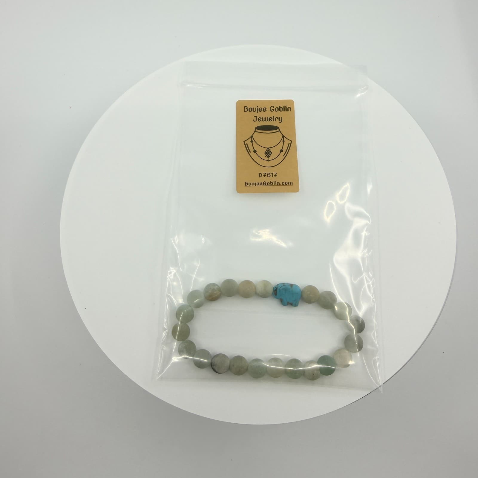 Vintage Matte Amazonite Beaded Stretch Bracelet Blue Turtle Charm Boho Statement - Thumbnail 10