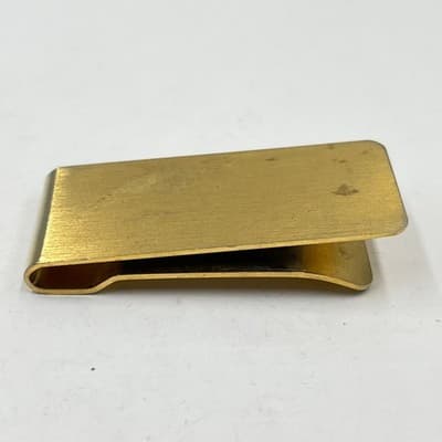 Vintage Brushed Gold Tone Slim Metal Money Clip Modernist Minimalist Accessory - Thumbnail 3