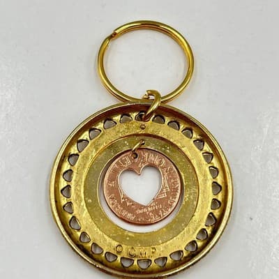 Vintage Love Opens Doors Inspirational Keychain with Heart Cutout Penny Charm - Thumbnail 5