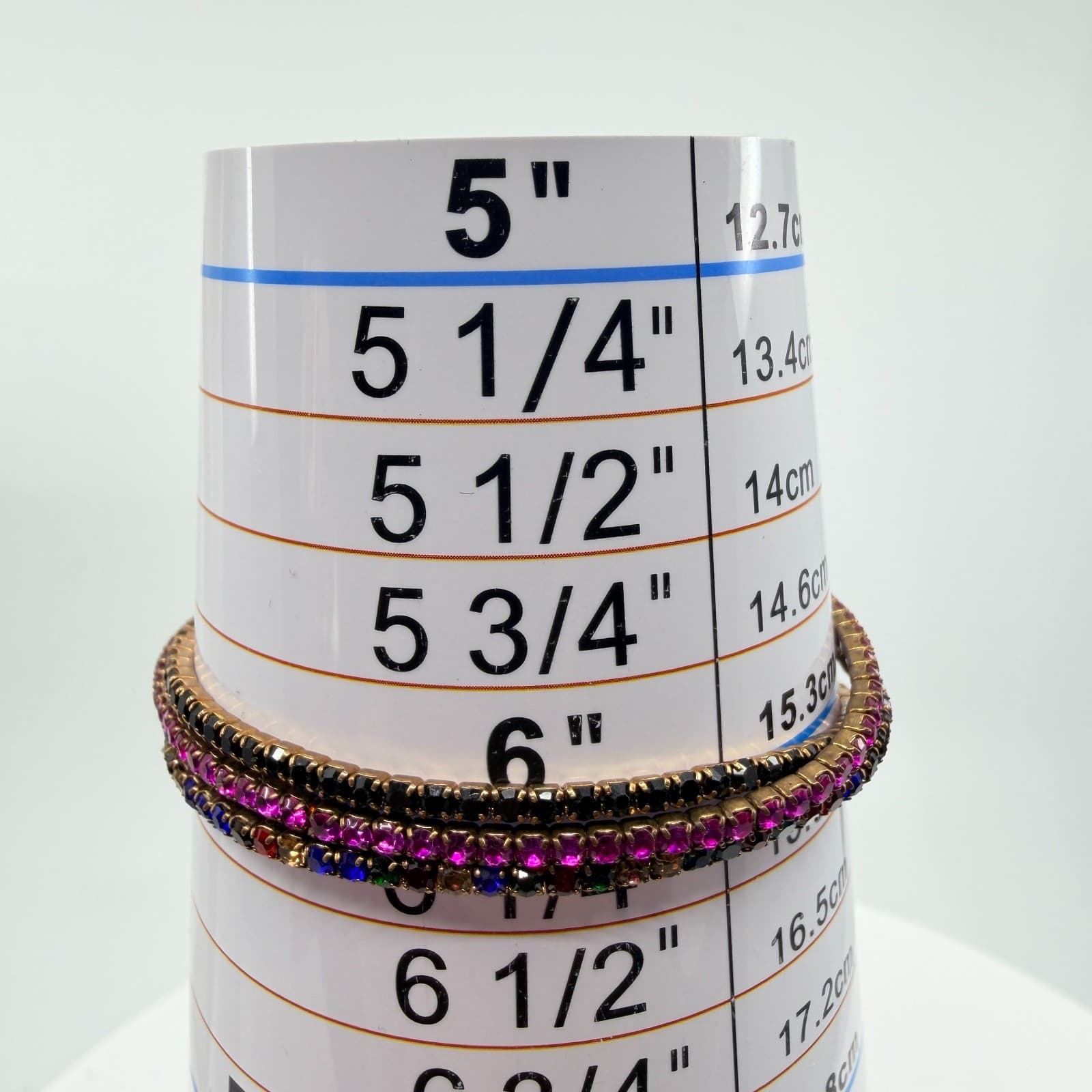 Vintage Bronze Tone Multi Color Rhinestone Stackable Stretch Bracelet Set 3 90s - Thumbnail 8