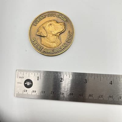 Vintage 1985 Purina Dog Chow Great American Dog Brass Medal Collector Coin Token - Thumbnail 6