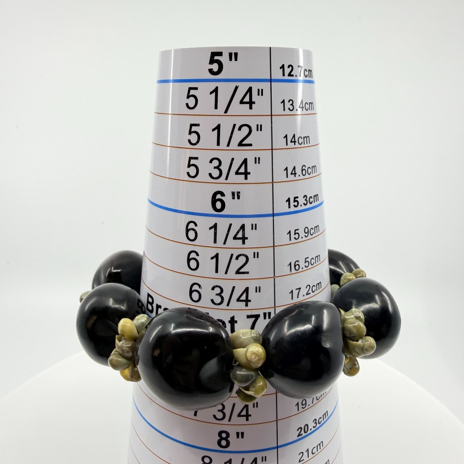 Vintage Black Kukui Nut Shell Stretch Bracelet Chunky Statement Boho Luau Retro - Thumbnail 8