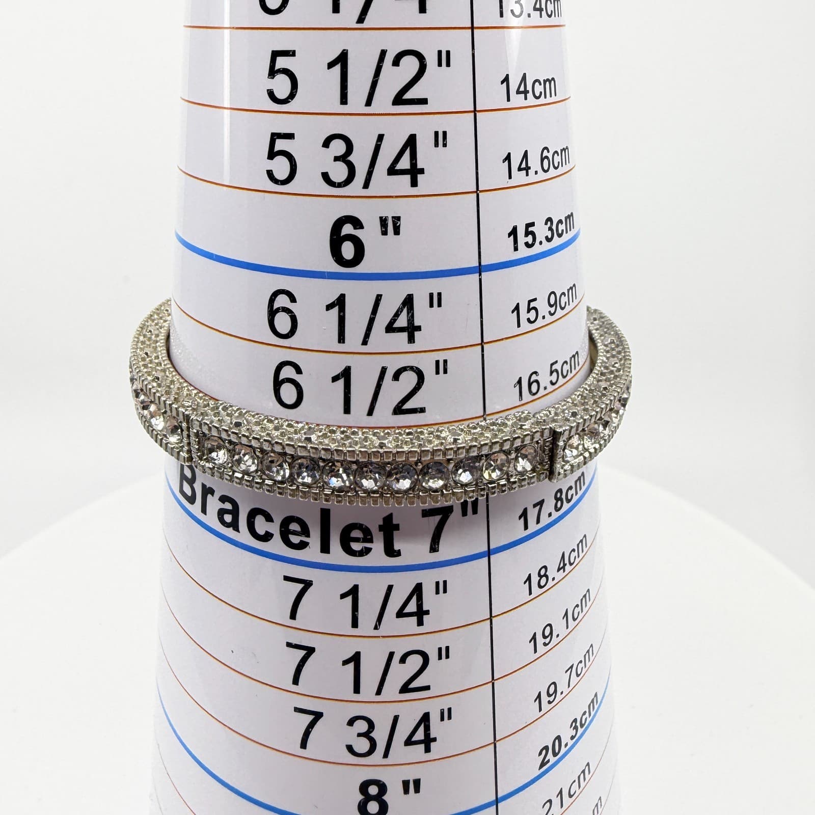 Vintage Silver Tone Clear Rhinestone Stretch Bracelet Pave Panel Statement 90s - Thumbnail 8