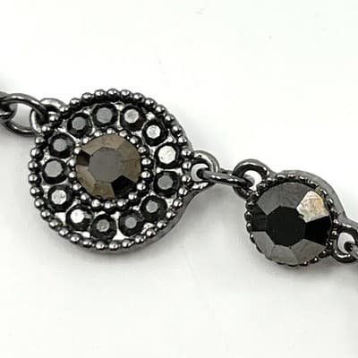 Vintage Monet Gunmetal Black Halo Necklace Y2K Dark Rhinestone Statement Jewelry - Thumbnail 6