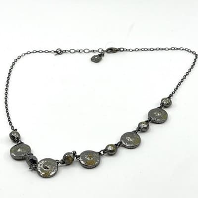 Vintage Monet Gunmetal Black Halo Necklace Y2K Dark Rhinestone Statement Jewelry - Thumbnail 9