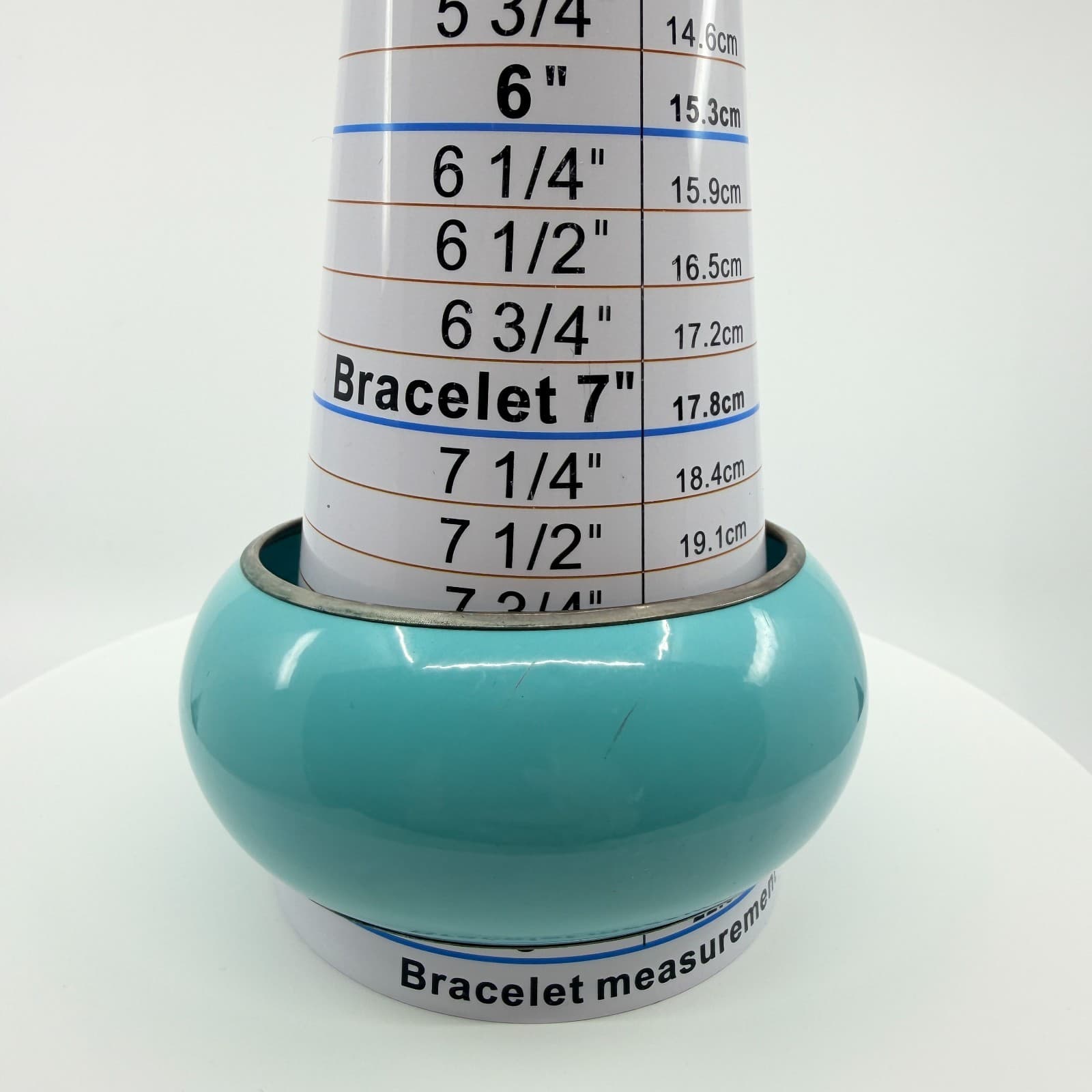 Vintage Faux Turquoise Blue Enamel Wide Domed Bangle Bracelet Silver Tone Retro - Thumbnail 8