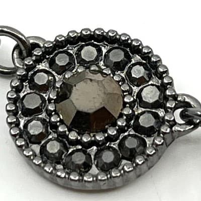 Vintage Monet Gunmetal Black Halo Necklace Y2K Dark Rhinestone Statement Jewelry - Thumbnail 7