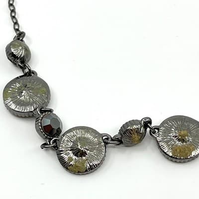 Vintage Monet Gunmetal Black Halo Necklace Y2K Dark Rhinestone Statement Jewelry - Thumbnail 8