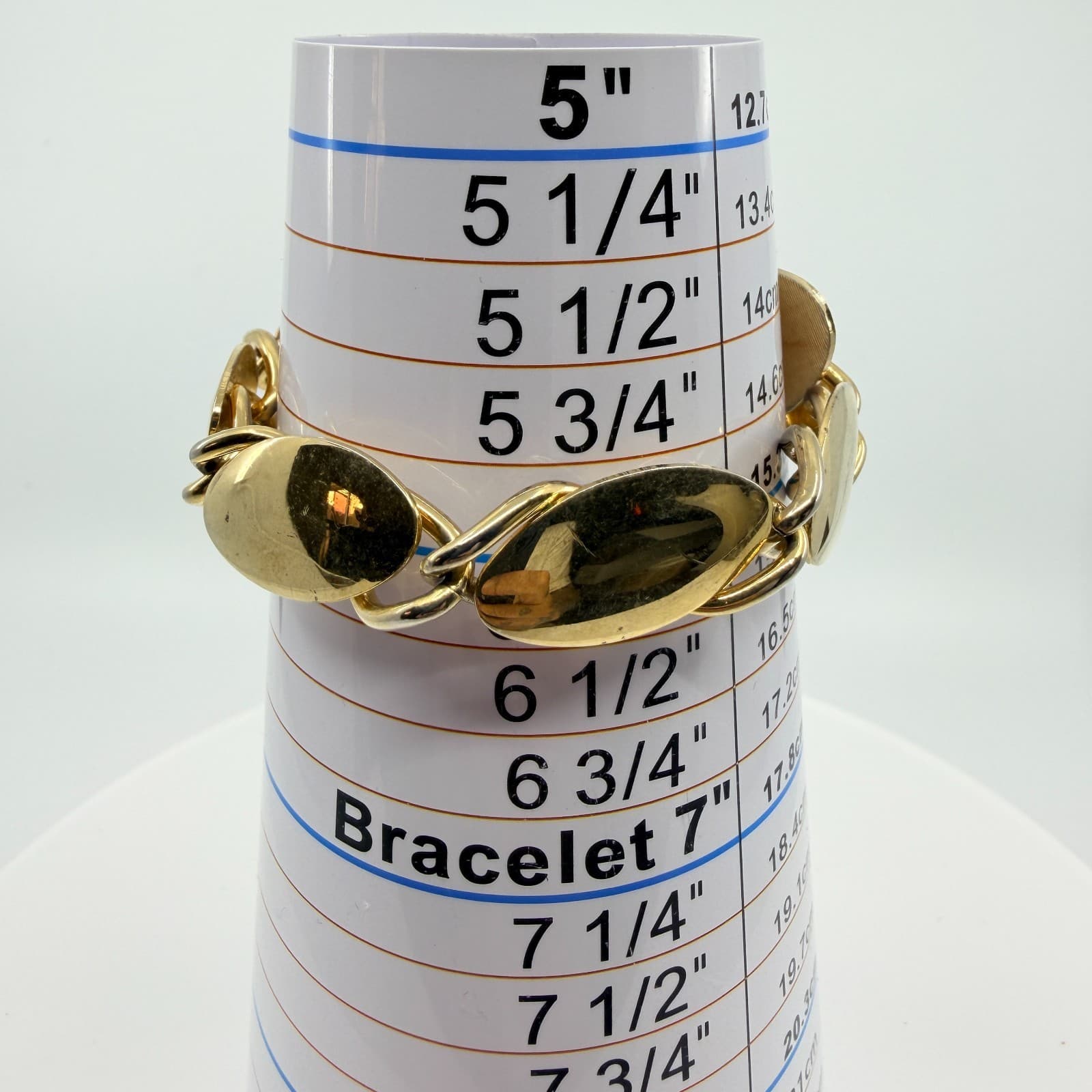 Vintage Gold Tone Brushed Satin Oval Link Bracelet Chunky Statement Retro Boho - Thumbnail 7