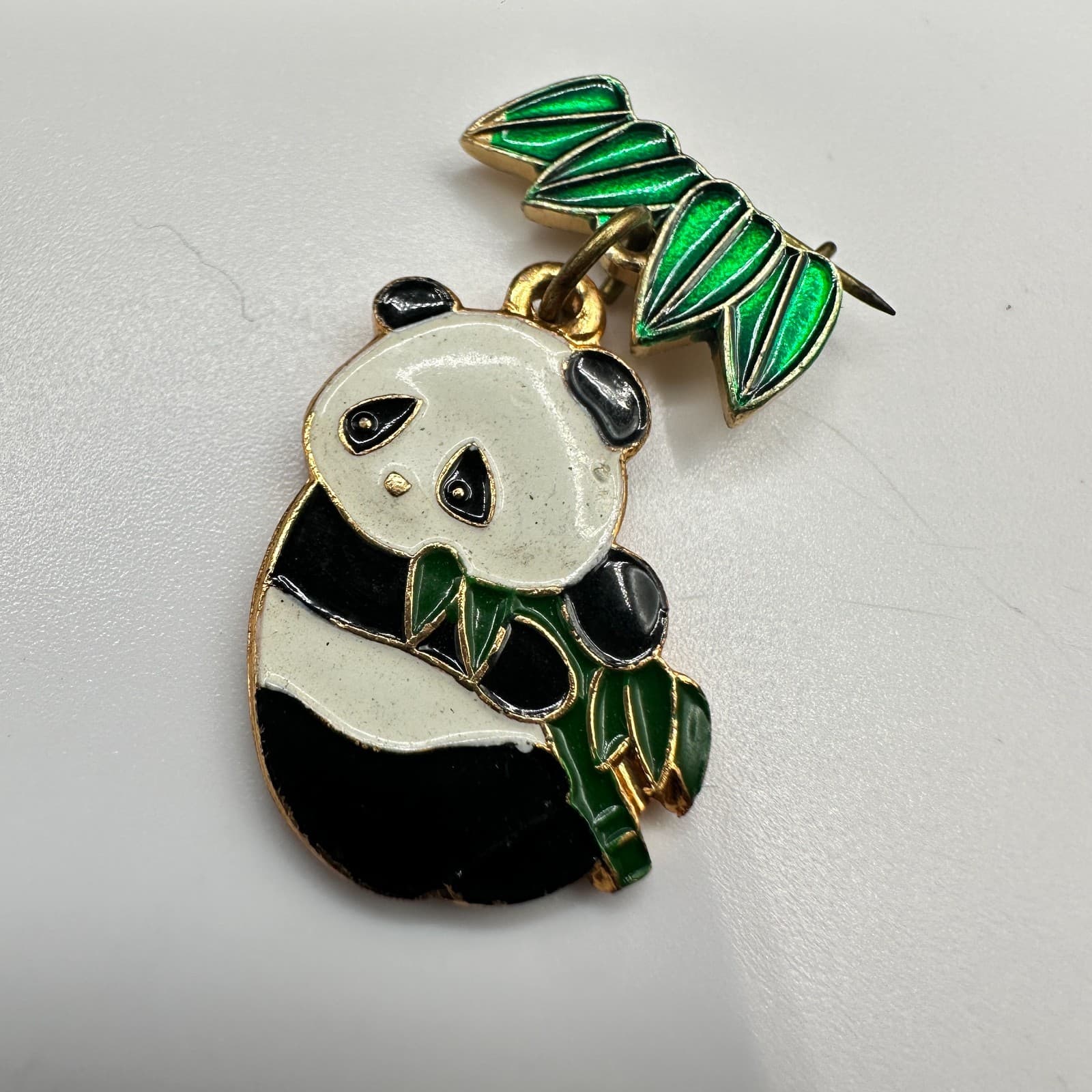 Vintage CWCA 3 pieces Panda Bear Enamel Dangle Brooch Pin Set - Thumbnail 4