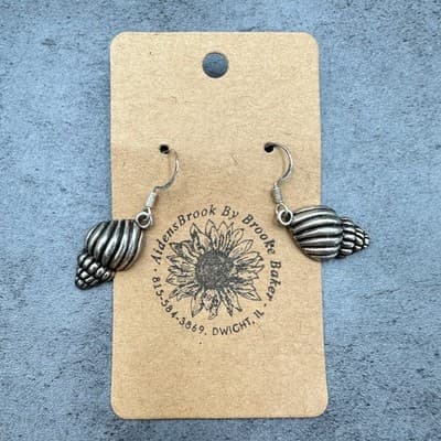 Brooke Baker Vintage Silver-Tone Textured Shell Drop Earrings Nautical Boho - Thumbnail 6