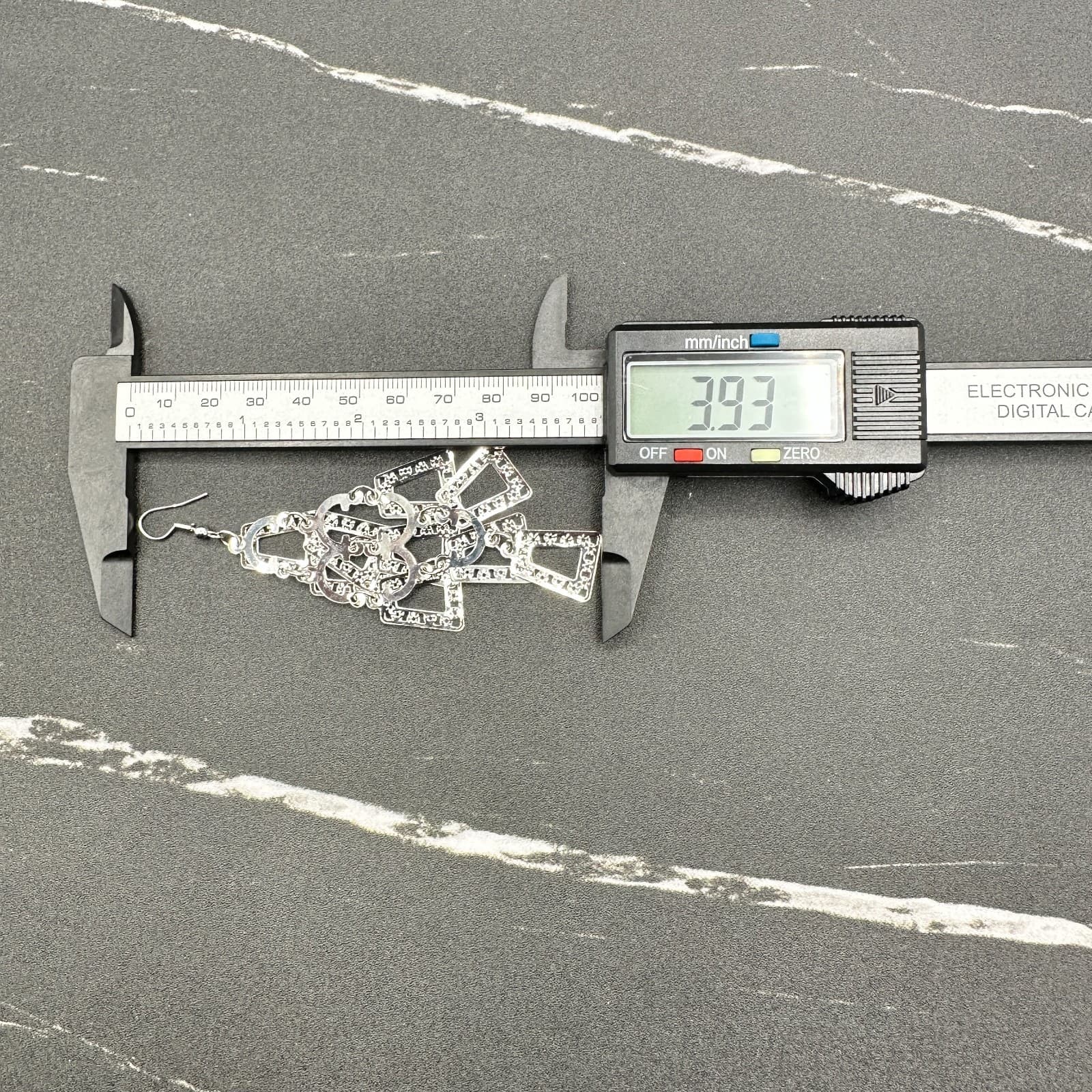 Vintage Silver-Tone Articulated Geometric Drop Earrings Trapezoids Y2K A Frames - Thumbnail 7