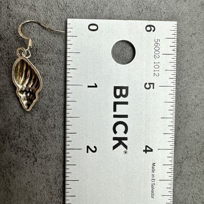 Brooke Baker Vintage Silver-Tone Textured Shell Drop Earrings Nautical Boho - Thumbnail 8