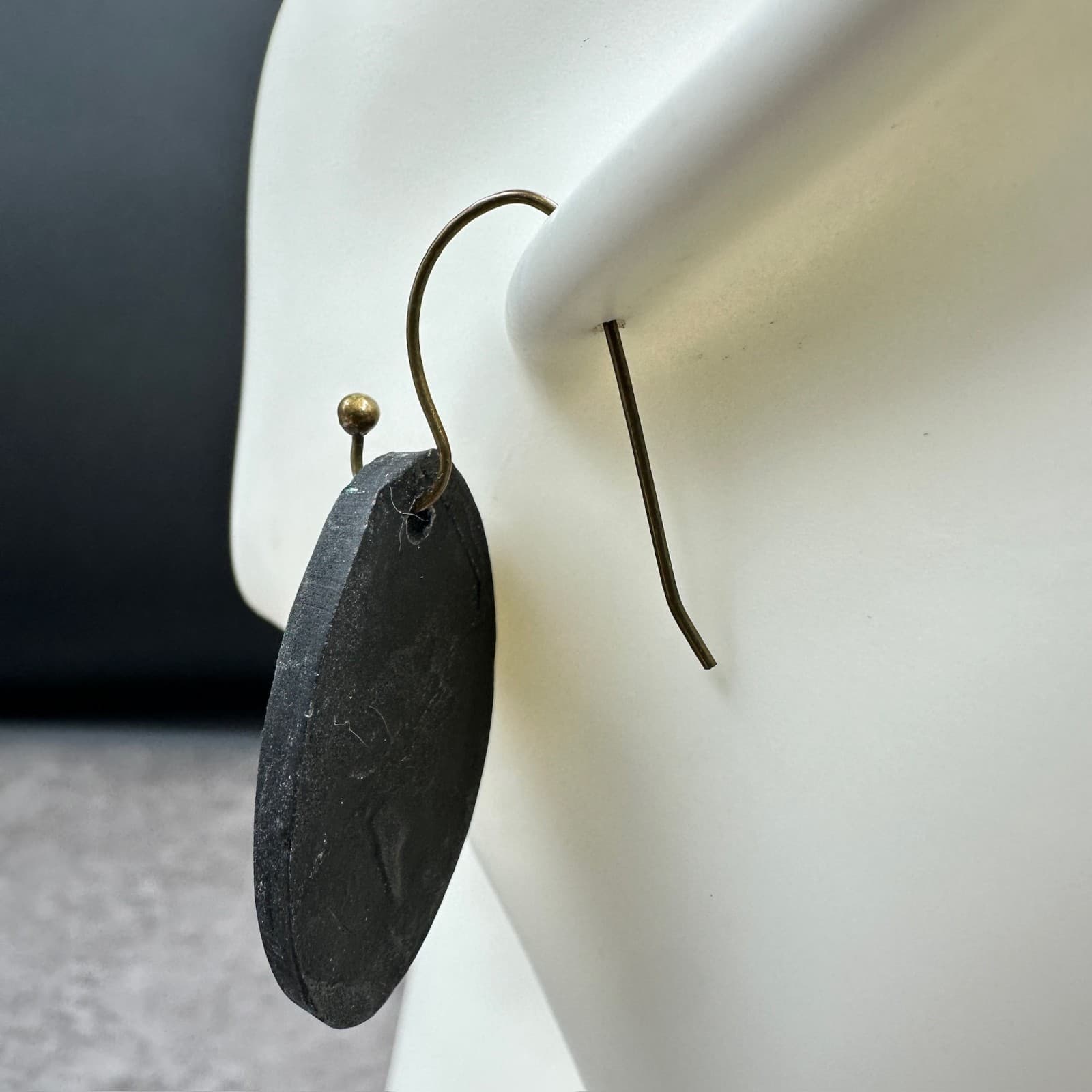 Brookie Bakers Green Enamel Oval Drop Earrings Handmade Artisan Boho Art Jewelry - Thumbnail 6
