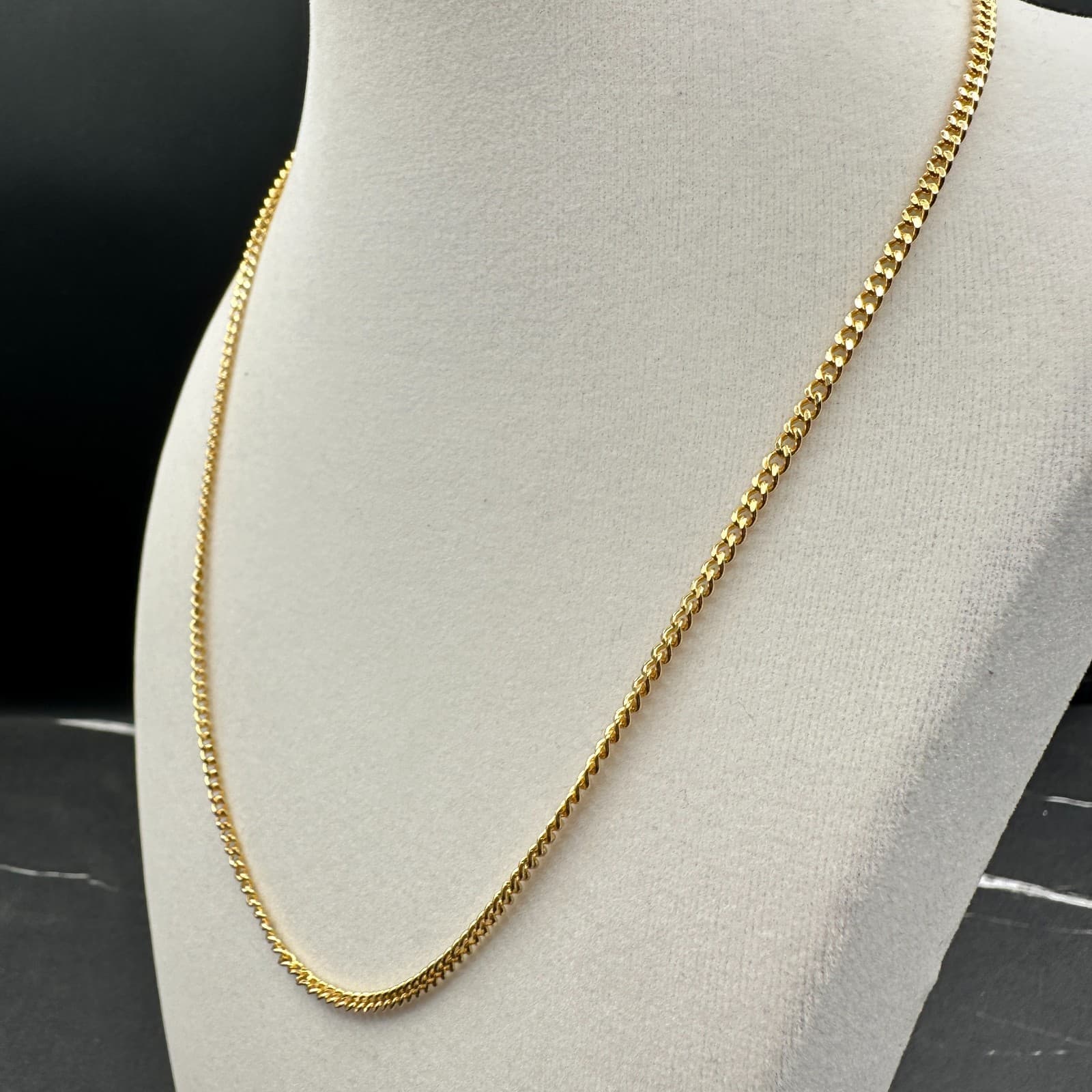 EVRY Gold Tone Flat Curb Link Chain Necklace Heart Tag 18 Inch Y2K - Thumbnail 4