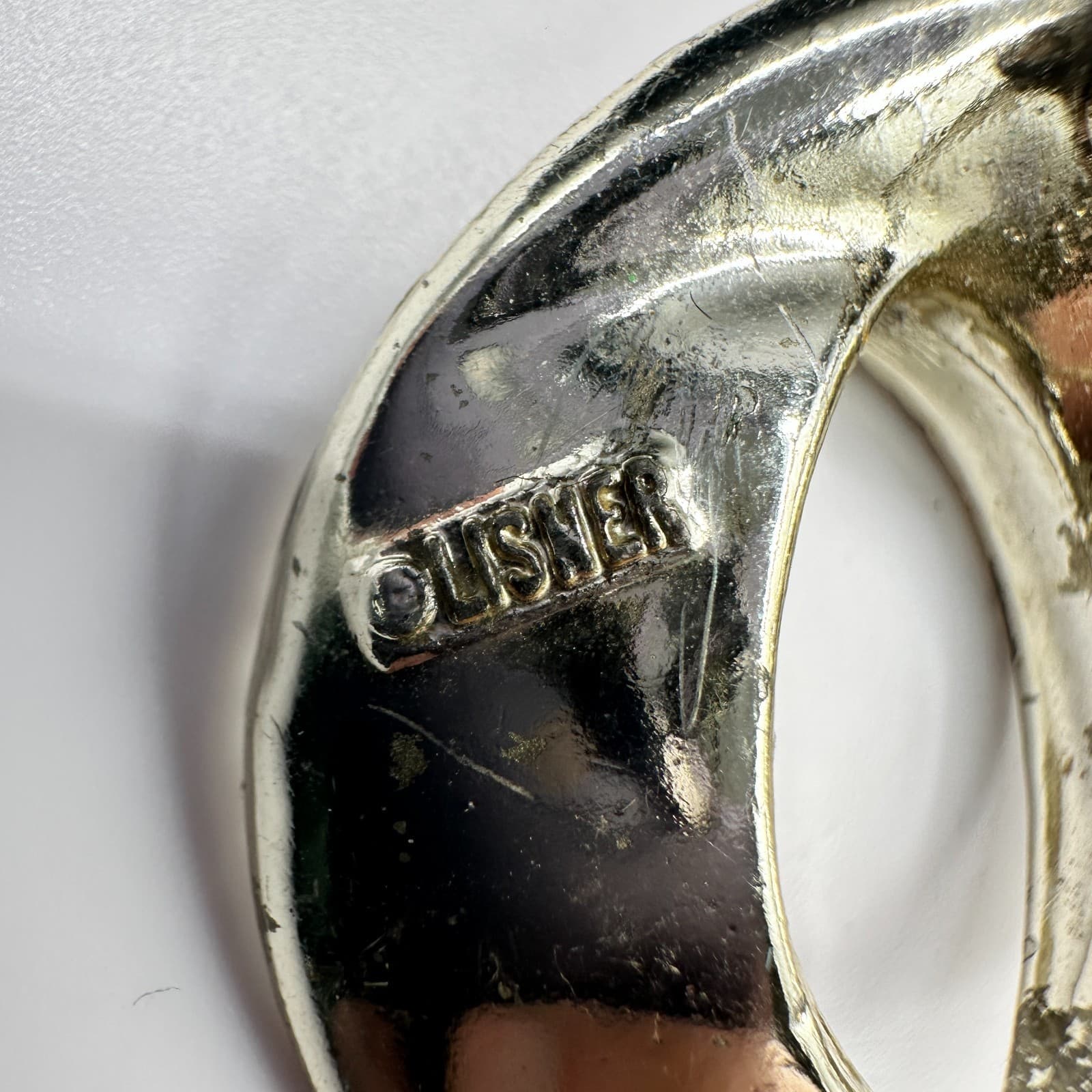 Vintage Lisner Abstract Brooch Pendant Silver Tone Pave Rhinestone Pin 2" - Thumbnail 7