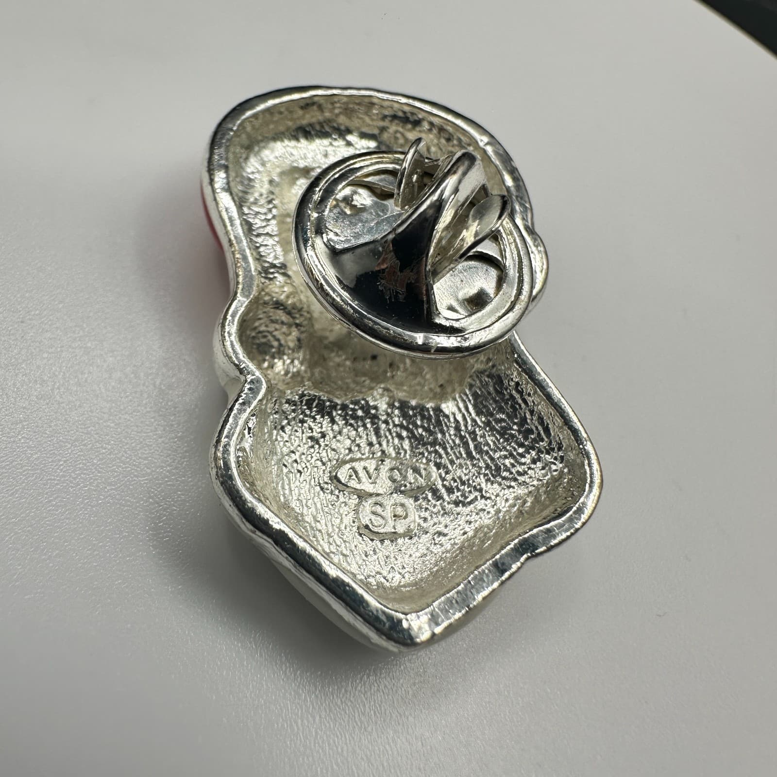 VTG Avon Santa Claus Christmas Pin Brooch Silver Tone Enamel Figural Mouse Gift - Thumbnail 6