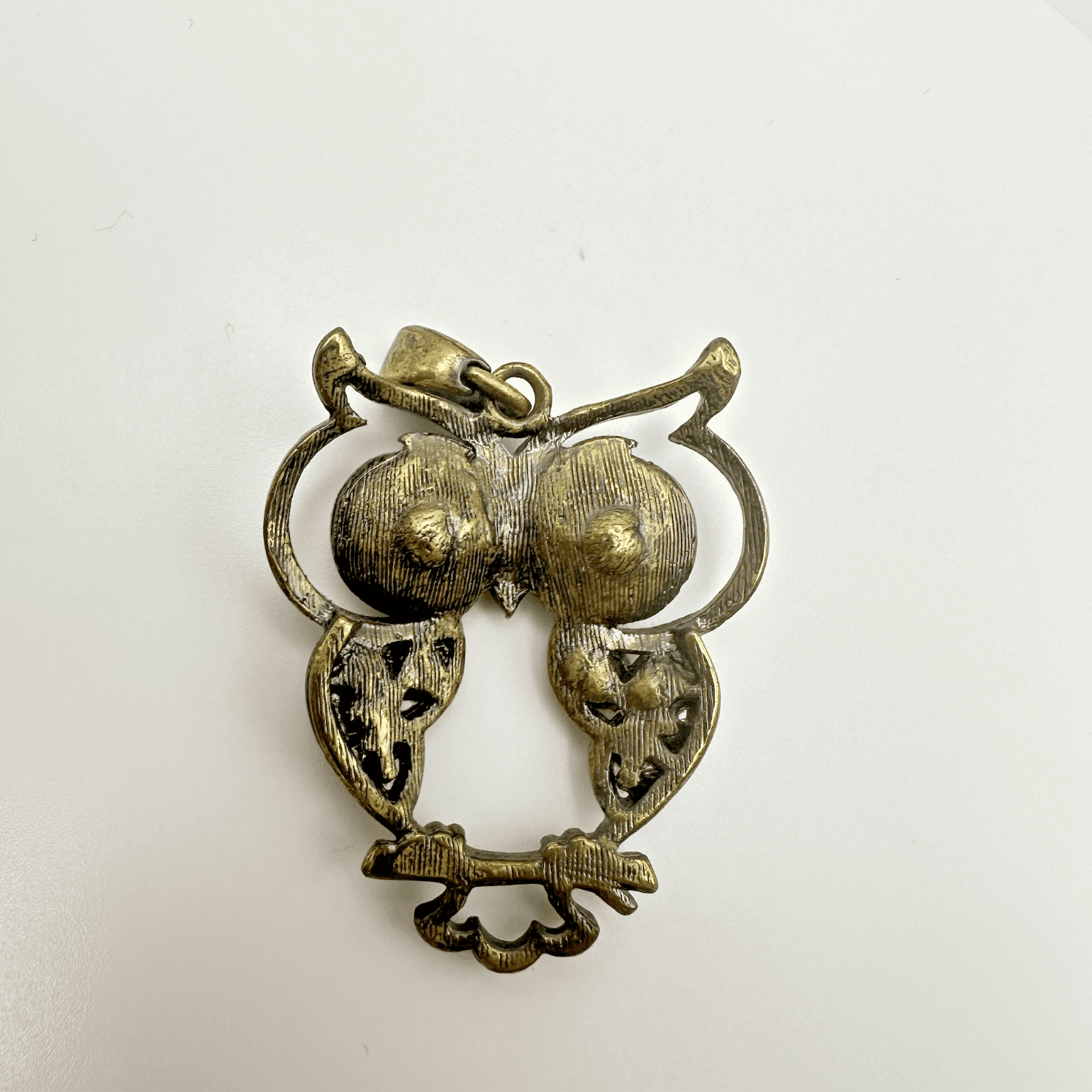 VTG Gold Tone Owl Pendant Charm Antique Rhinestone Women's Jewellery - Thumbnail 6