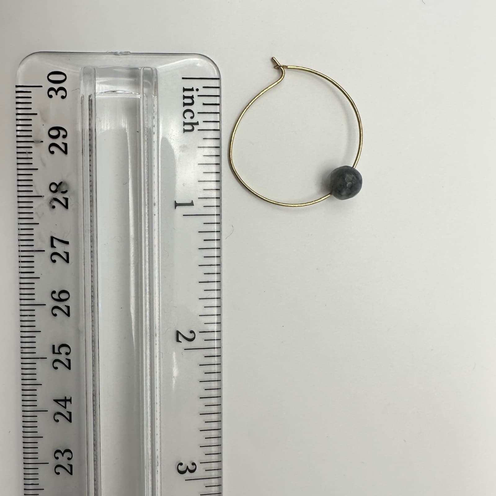 Vintage 90s Gold Tone Faceted Labradorite Stone Bead Hoop Earrings Women's - Thumbnail 5