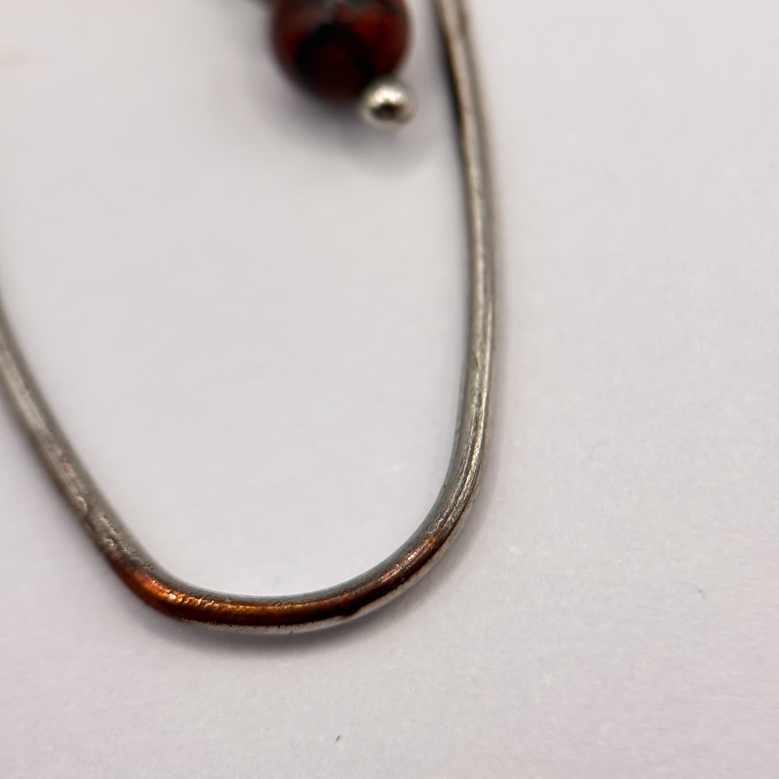 Vintage 90s Silver Tone Beaded Teardrop Dangle Earrings Women's Classic Jewelry - Thumbnail 4