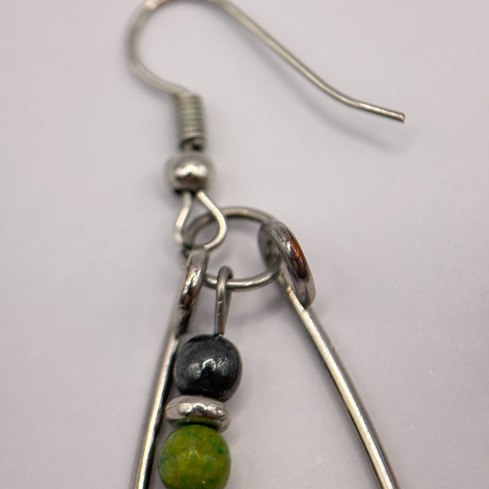 Vintage 90s Silver Tone Beaded Teardrop Dangle Earrings Women's Classic Jewelry - Thumbnail 8