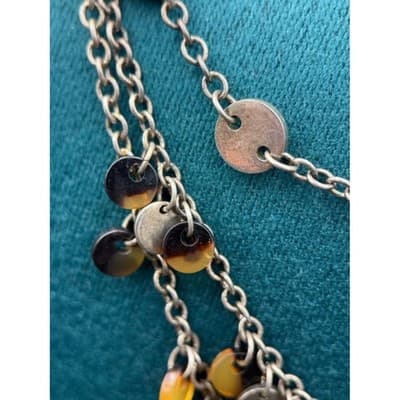 Vintage Liz And Co Multi Strand Chain Necklace Metal Black Yellow Beads Women - Thumbnail 6