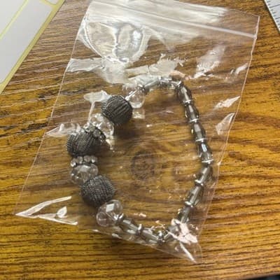 Vintage Crystal & Mesh Beaded Stretch Bracelet Silver Tone Jewelry 6.5'' - Thumbnail 3