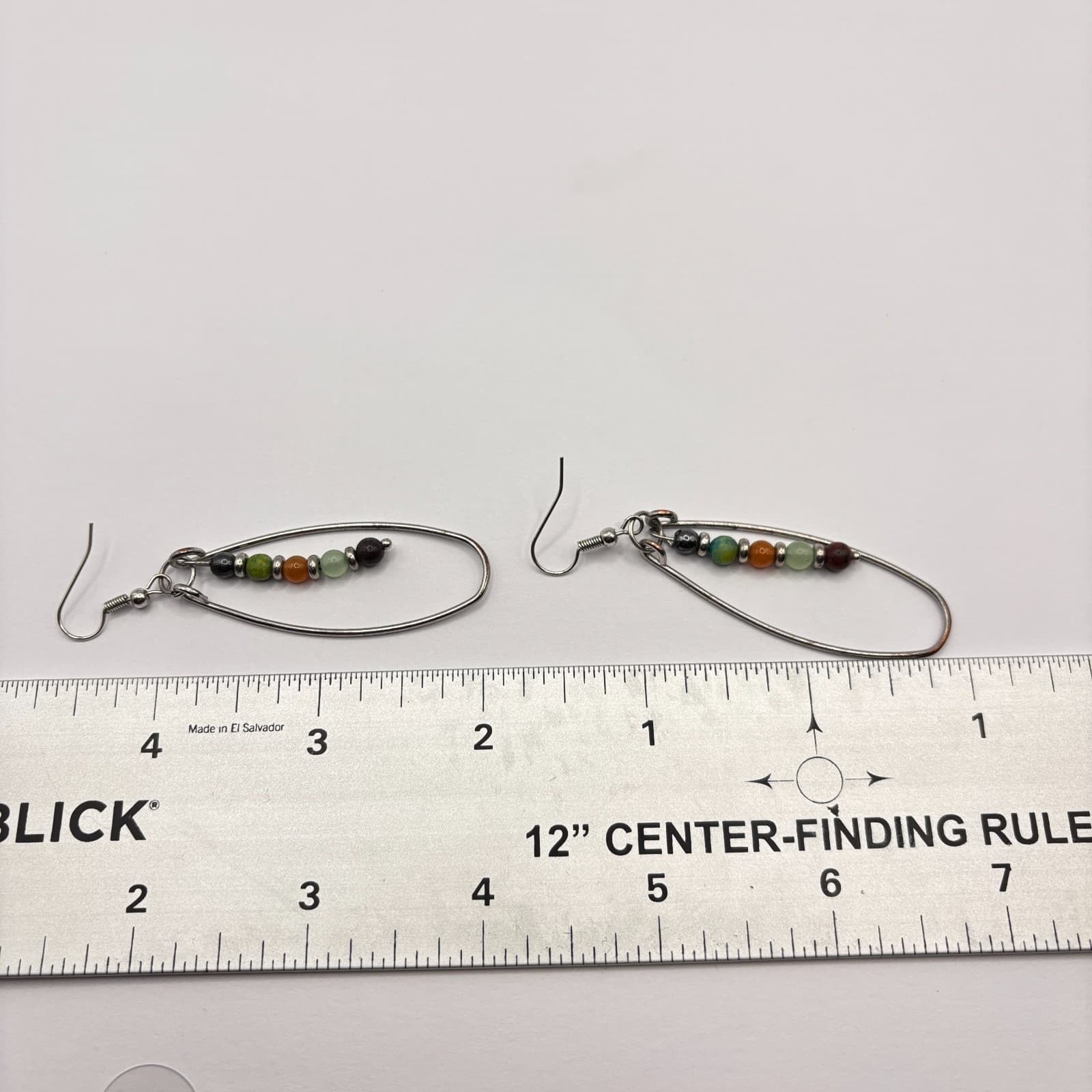 Vintage 90s Silver Tone Beaded Teardrop Dangle Earrings Women's Classic Jewelry - Thumbnail 12