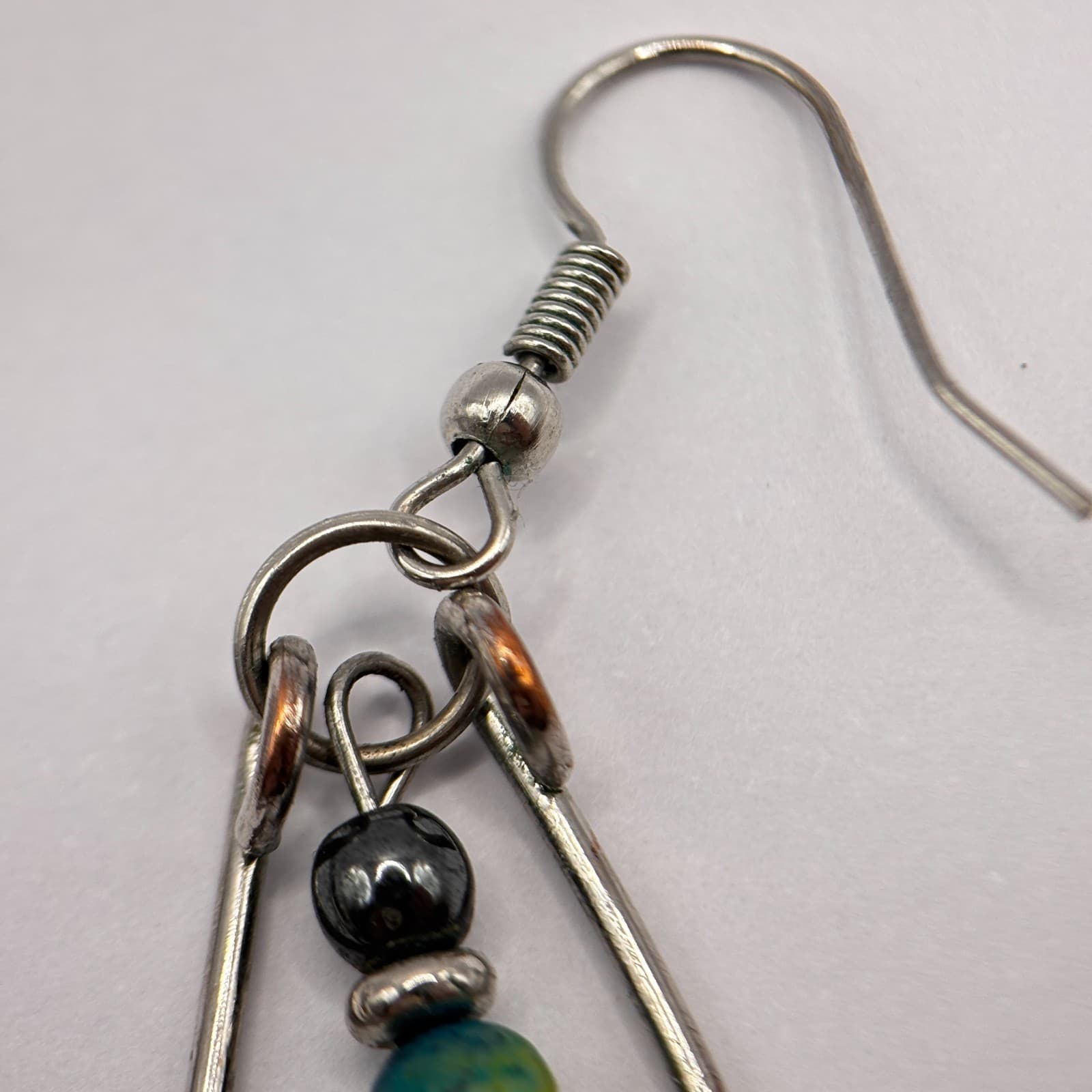 Vintage 90s Silver Tone Beaded Teardrop Dangle Earrings Women's Classic Jewelry - Thumbnail 10