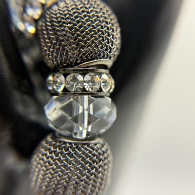 Vintage Crystal & Mesh Beaded Stretch Bracelet Silver Tone Jewelry 6.5'' - Thumbnail 2