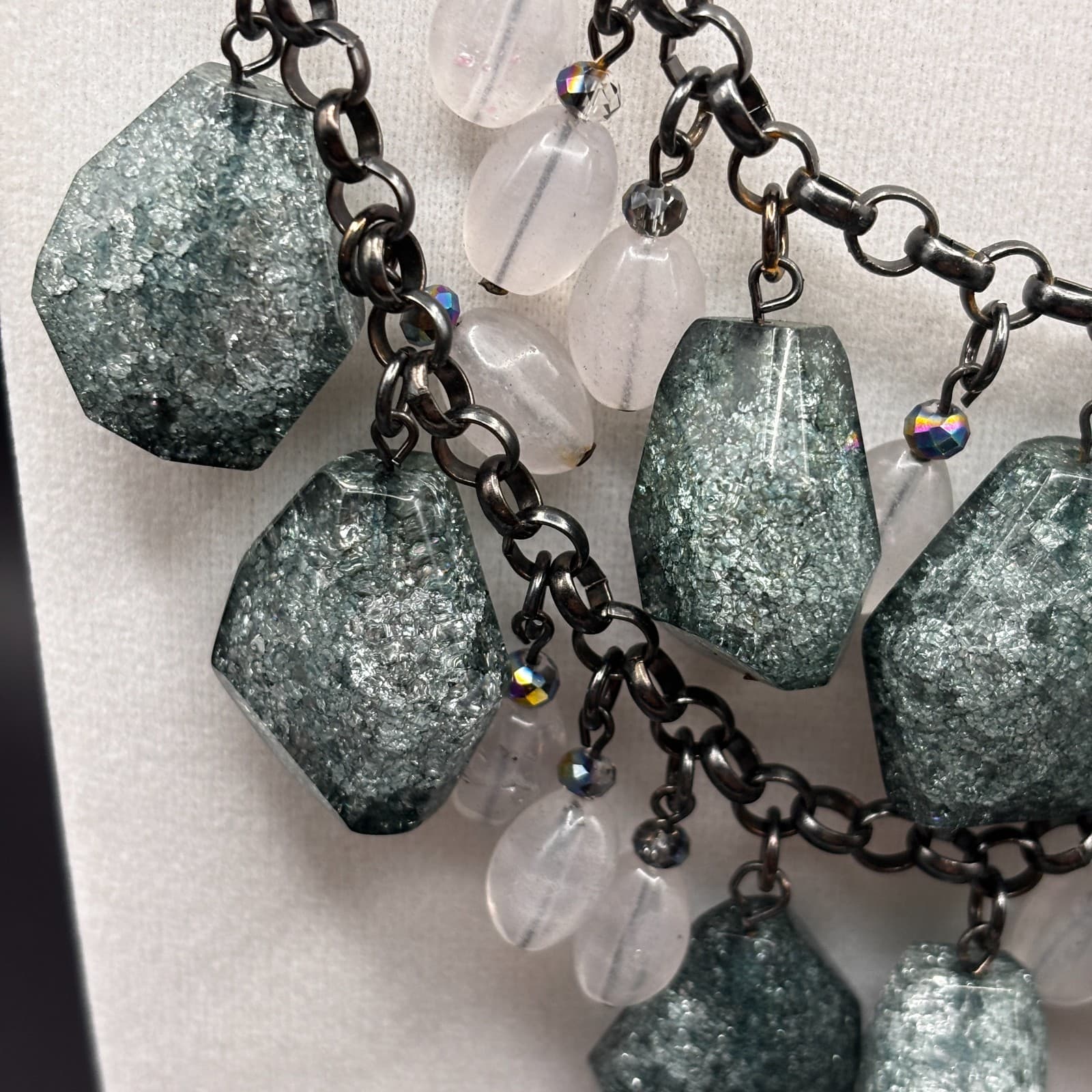 Vintage Y2K Coldwater Creek Fashion Draping Quartz Necklace Blue & Silver Beads - Thumbnail 4
