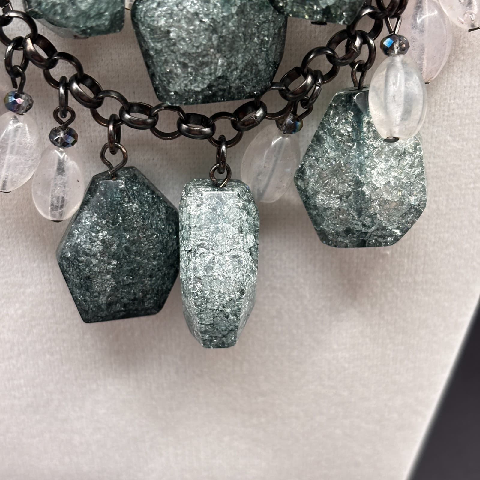 Vintage Y2K Coldwater Creek Fashion Draping Quartz Necklace Blue & Silver Beads - Thumbnail 5