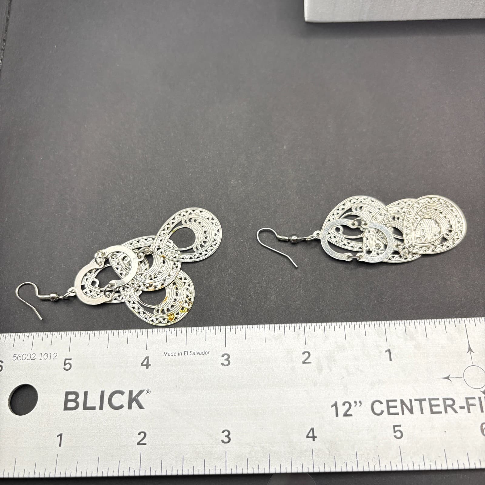 Vintage 90s Silver Tone Dangle Earrings Filigree Boho Women's Classic Jewelry - Thumbnail 11