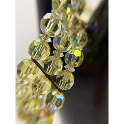 Vintage Green & Yellow Multi-Strand Beaded Bracelet Boho Chic Jewelry 7.5'' - Thumbnail 2