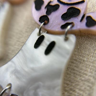 Vintage Acrylic Ghost Shaped Cowgirl Earrings Purple Cowboy Boots Trendy Kitsch - Thumbnail 4