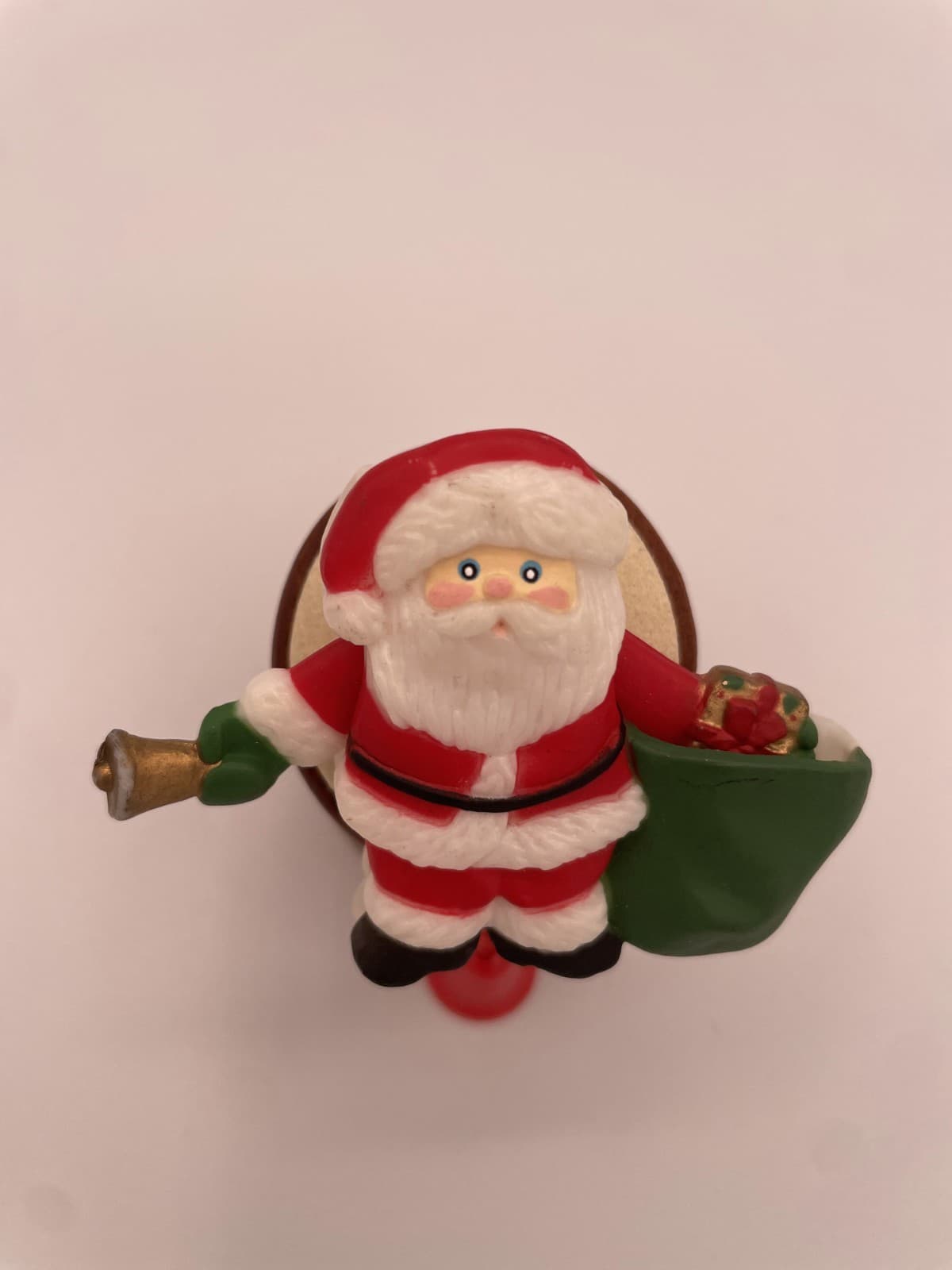 Vintage VTG Hallmark Santa Claus Skating Christmas Pin Brooch Dangling Bell - Thumbnail 3