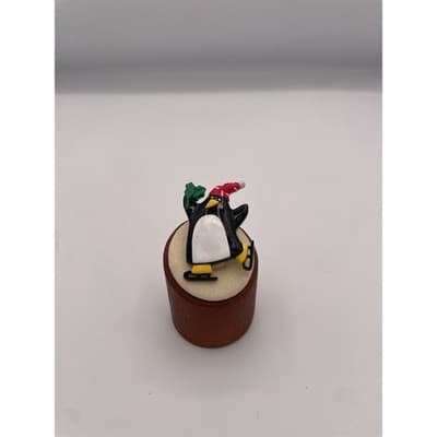 Vintage Hallmark Cards Penguin Ice Skates Christmas Brooch Pin Acrylic - Thumbnail 5