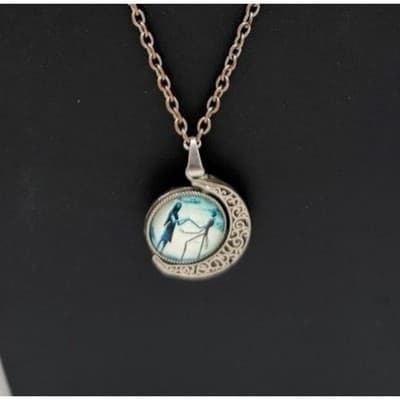 Vintage Jack and Sally Nightmare Before Christmas Moon Pendant Charm Crescent