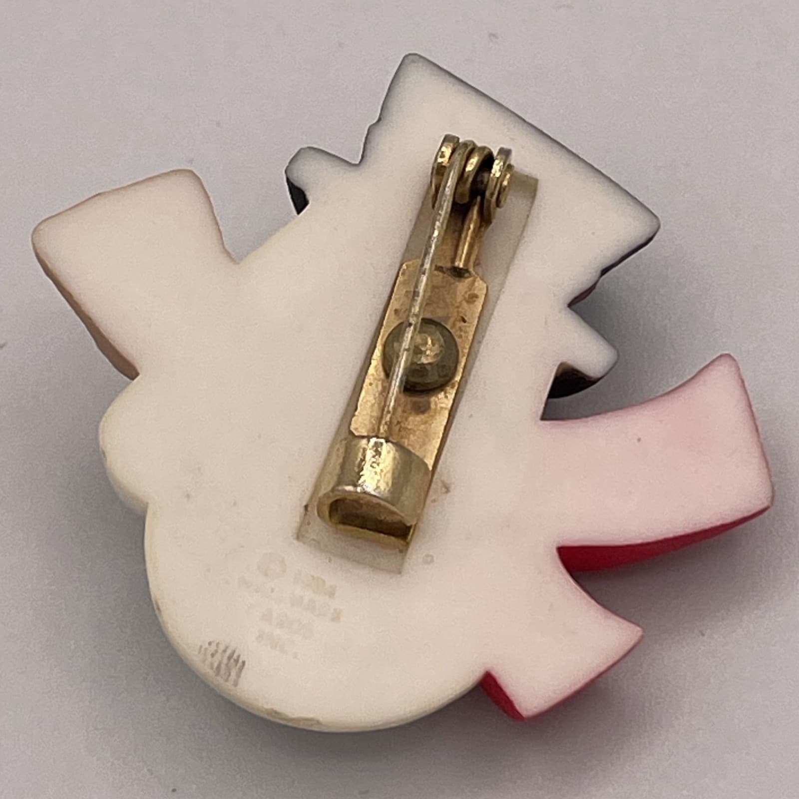 Vintage Hallmark Cards Snowman Christmas Brooch Pin Red Scarf Acrylic - Thumbnail 2