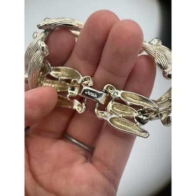 Vintage Silver Tone Stacking Bracelet Textured Statement Jewelry Women's Y2K 90s - Thumbnail 4