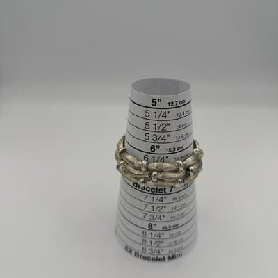 Vintage Silver Tone Stacking Bracelet Textured Statement Jewelry Women's Y2K 90s - Thumbnail 5